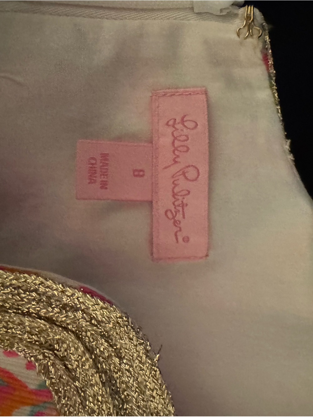 Lilly Pulitzer Pink Label Gold-Trim Multicolor Print